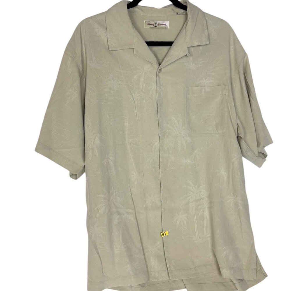 Tommy Bahama Men's Large Light Green 100% Silk Button Down Shirt